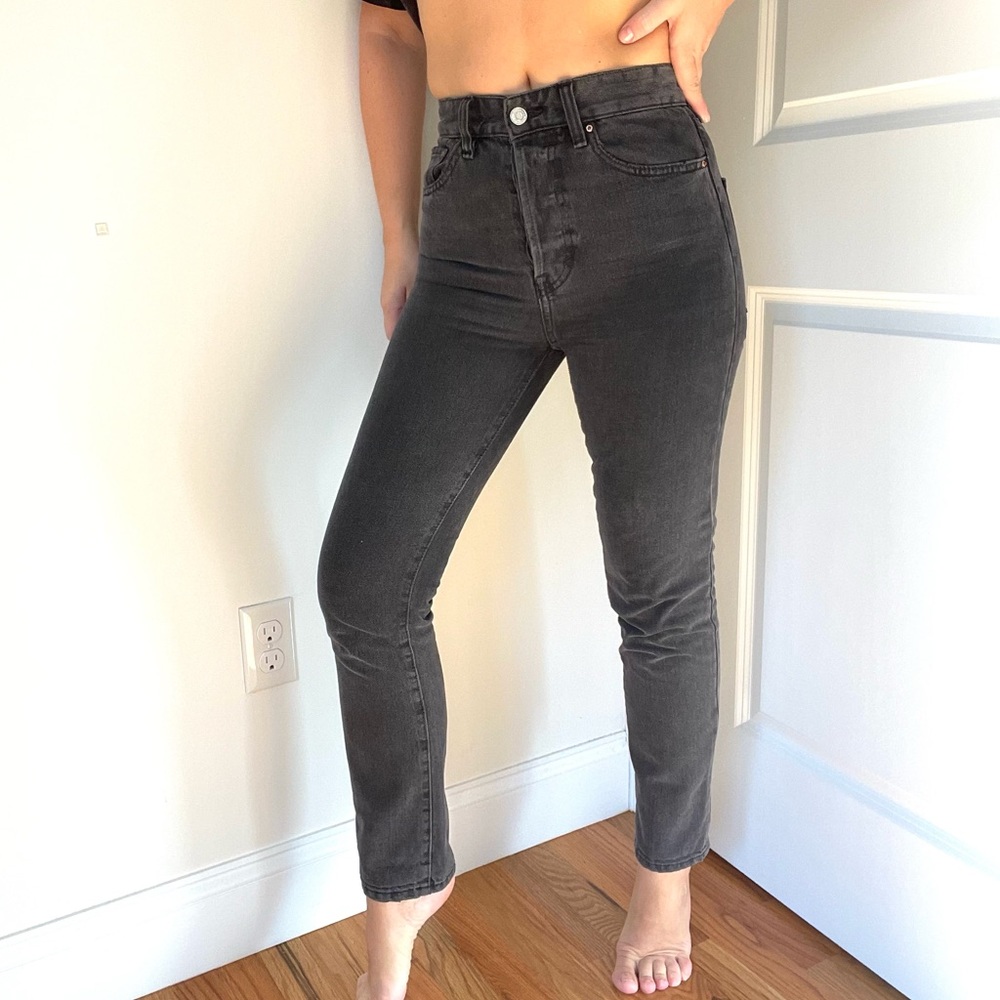 H&M High Waist Straight Leg Denim